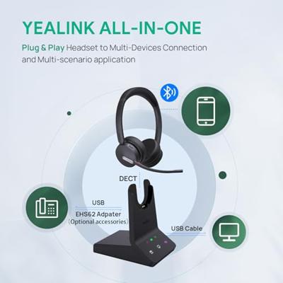 Yealink WH64 Mono UC-DECT Headset met draadloze microfoon en ruisonderdrukking