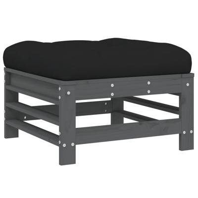 8-delige Loungeset met kussens massief hout grijs - thumbnail