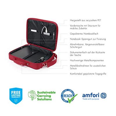 Dicota Eco Multi BASE notebooktas 39,6 cm (15.6 ) Rood - thumbnail