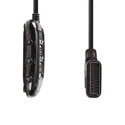 Schakelbare SCART-Box | SCART Male - 3x SCART Female | 0,5 m | Zwart