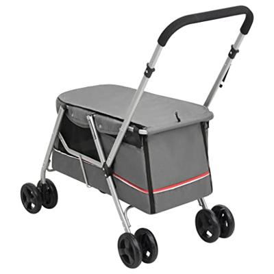 Hondenwagen inklapbaar 100x49x96 cm linnenstof grijs - thumbnail