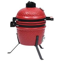 Kamado barbecue 2-in-1 56 cm keramiek rood - thumbnail