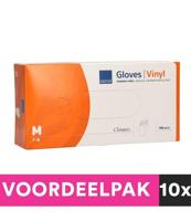 Abena poedervrije vinyl handschoenen maat medium 100 stuks voordeelpakket - thumbnail