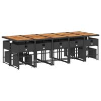 15-delige Tuinset met kussens poly rattan zwart - thumbnail