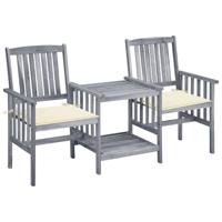 Tuinstoelen met tafeltje en kussens massief acaciahout - thumbnail