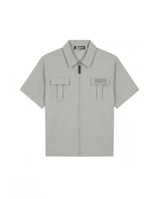 Malelions Capri Zip T-Shirt Heren Lichtgrijs - Maat L - Kleur: Lichtgrijs | Soccerfanshop