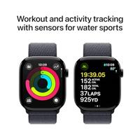 Apple Watch Series 10 (GPS + Cellular 46 mm) Smartwatch - Kast van gitzwart aluminium - Inkt geweven sportbandje. Conditie bijhouden, Ecg-app, always on Retina-display, CO₂-neutraal - thumbnail