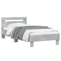 Bedframe met hoofdbord en LED-verlichting betongrijs 90x190 cm - thumbnail