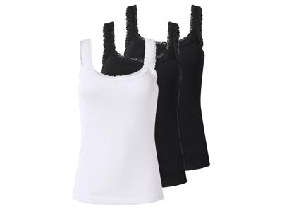 esmara Set van 3 dames hemden (Zwart/wit, M (40/42))