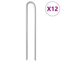VidaXL Tentharingen 12 st u-vormig ø10 mm 37 cm gegalvaniseerd staal - thumbnail