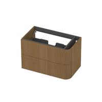 INK - Rechts Afgeronde Onderkast Fineer 2 Laden Softclose met Gefreesd Front Tbv Grepen - 800x450x520 Mm - Light Veneer - thumbnail