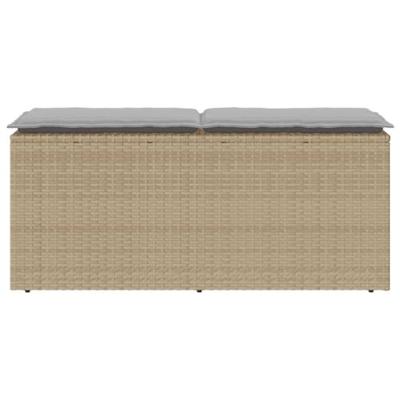 Tuinbank met kussen 110x40x44 cm poly rattan beige