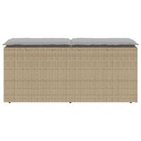 Tuinbank met kussen 110x40x44 cm poly rattan beige - thumbnail
