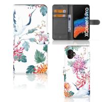 Samsung Galaxy Xcover 6 Pro | Telefoonhoesje | Met pasjeshouder | Bird Flowers - thumbnail