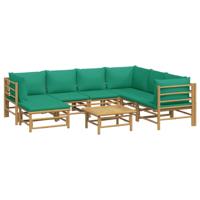 8-delige Loungeset met kussens bamboe groen - thumbnail