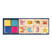 Moses stempelset zeedieren junior 12,5 x 3,5 cm hout 9-delig - thumbnail
