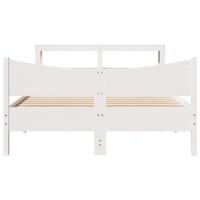 Bedframe met hoofdbord massief grenenhout wit 160x200 cm - thumbnail