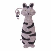 Kat Deurstopper Grijs met Strepen - thumbnail