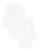 Set van 2 babyrompertjes met lange mouwen in biologisch katoen PETIT BATEAU wit - thumbnail