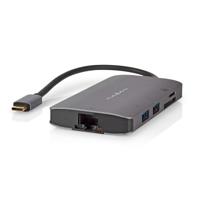 USB Multi-Port Adapter | USB 3.2 Gen 1 | USB-C Male | HDMI Output / Micro SD / RJ45 Female / SD / USB-C Female / 3x USB-A Female | 5 Gbps | 0.20 m | Rond | Verguld | PVC | Antraciet - thumbnail