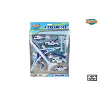 2-Play vliegtuig pull back met 4 voertuigen en accessoires - thumbnail