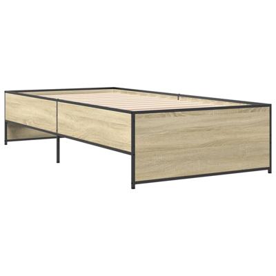 Bedframe bewerkt hout metaal sonoma eikenkleurig 180x200 cm - thumbnail