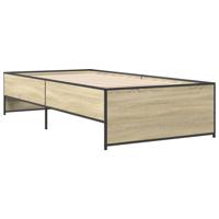 Bedframe bewerkt hout metaal sonoma eikenkleurig 120x190 cm - thumbnail