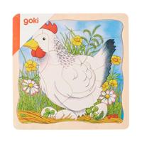 Goki houten lagenpuzzel kip - thumbnail