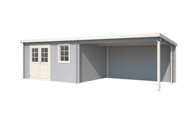 Blokhut met overkapping Aida 760x275 Platinum Grey-Wit Outdoor Life - Outdoor life Blokhut met overkapping Aida 760x275 Platinum Grey-Wit Outdoor Life - Outdoor life