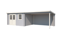 Blokhut met overkapping Aida 760x275 Platinum Grey-Wit Outdoor Life - Outdoor life - thumbnail
