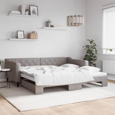 Slaapbank met onderschuifbed 100x200 cm stof taupe