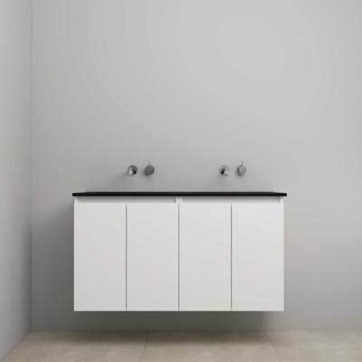 On-Line Onderkast - 120 cm - Bouwpakket - Greeploze Ladestructuur - Acryl Wastafel - zonder Kraangat - Mat Wit