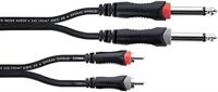 Cordial 14839 Jackplug / Cinch Audio Aansluitkabel [2x Jackplug male 6,3 mm (mono) - 2x Cinch-stekker] 1 m Zwart PVC-mantel, Tweelingkabel - thumbnail
