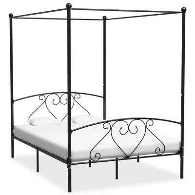 Hemelbedframe metaal zwart 160x200 cm Hemelbedframe metaal zwart 160x200 cm