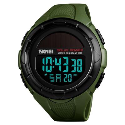 SKMEI sporthorloge 1405 Fashion zonne-energie buiten multifunctionele 50m waterdicht mannen digitaal horloge (leger-groen)