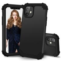 Voor iPhone 11 PC + silicone driedelige anti-drop mobiele telefoon bescherming Bback cover (zwart) - thumbnail