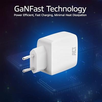 ACT Connectivity usb-c lader 65w 2-port met power delivery pps en ganfast (wit)