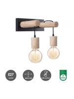 Home sweet home wandlamp Billy 2 lichts - hout / metaal - thumbnail