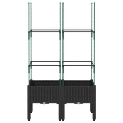 VidaXL Plantenbak met latwerk 80x40x142,5 cm polypropeen zwart