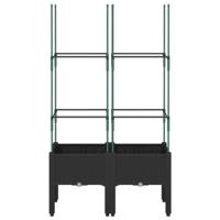 Plantenbak met latwerk 80x40x142,5 cm polypropeen zwart - thumbnail