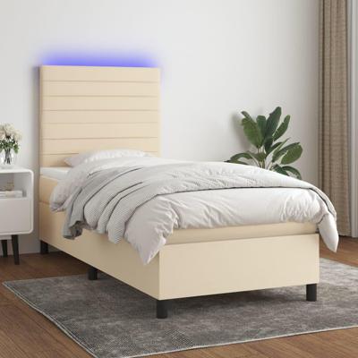 Boxspring met matras en LED stof crèmekleurig 80x200 cm