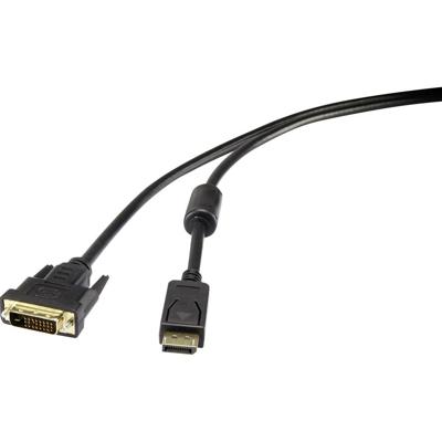Renkforce DisplayPort / DVI Adapterkabel DisplayPort-stekker, DVI-D 24+1-polige stekker 1.00 m Zwart RF-3301142 Schroefbaar, Vergulde steekcontacten, Met