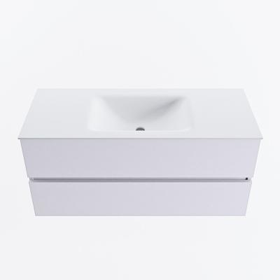 MONDIAZ VICA 110cm badmeubel onderkast Cale 2 lades. Wastafel CLOUD midden zonder kraangat, kleur Talc.