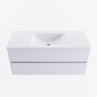 MONDIAZ VICA 110cm badmeubel onderkast Cale 2 lades. Wastafel CLOUD midden zonder kraangat, kleur Talc. - thumbnail