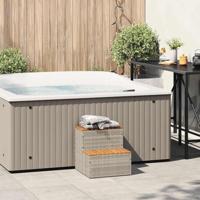 VidaXL Hottub-opstap 50x50x50,5 cm poly rattan&massief acaciahout - thumbnail
