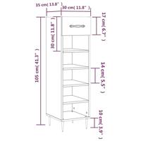 Schoenenkast 30x35x105 cm bewerkt hout betongrijs - thumbnail
