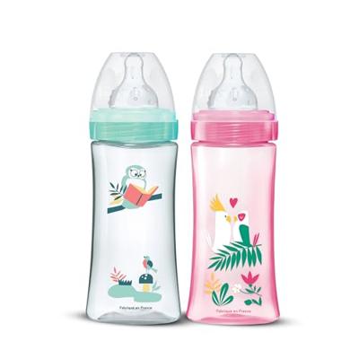 DODIE Lot van 2 anti-koliekflessen Initiation + - 330ml - ROSE DANCER - ronde spenen 3 snelheden flow 3