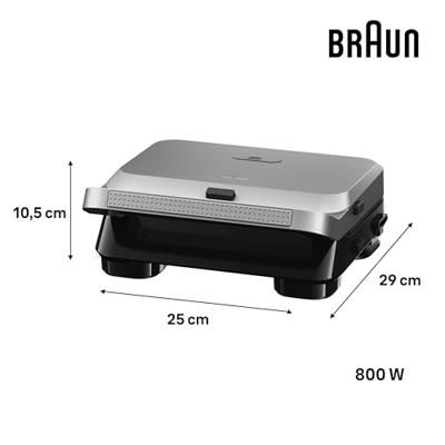 Grill - BRAUN - Sandwich Maker 5 SM5005 - 800 W - Roestvrij staal / Zwart