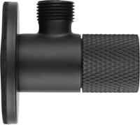 Ben Engraved Cross hoekstopkraan incl. aansluitslang 1/2 x 3/8 inch mat zwart - thumbnail