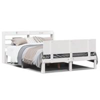 Bedframe met hoofdbord massief grenenhout wit 120x190 cm - thumbnail